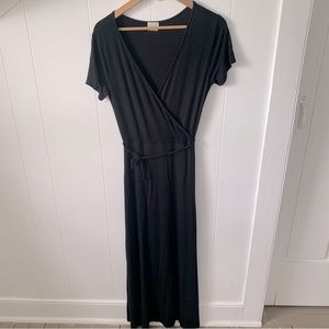 Black maxi wrap dress
